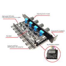 Load image into Gallery viewer, 12V 1 To 3 8 Way PC Case Cooling Fan Hub 4Pin 3Pin Speed Controller Practical Regulator Splitter Computer Adapter
