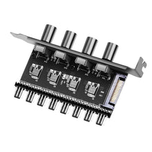 Load image into Gallery viewer, 12V 1 To 3 8 Way PC Case Cooling Fan Hub 4Pin 3Pin Speed Controller Practical Regulator Splitter Computer Adapter
