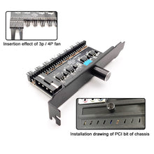 Load image into Gallery viewer, 12V 1 To 3 8 Way PC Case Cooling Fan Hub 4Pin 3Pin Speed Controller Practical Regulator Splitter Computer Adapter
