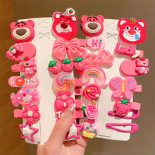 Load image into Gallery viewer, 14pcs/set Cute Children Hair Clips Sweet Cartoon Strawberry Bear Hairpin Bangs Hairpin Headwear Hair Accessories
