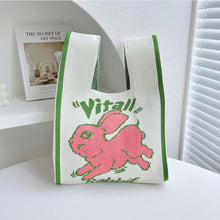 Load image into Gallery viewer, Woolen Bag Fashionable Simple Large Capacity Tote Bag Shoulder Bag Cute Rabbit Knit Bag Women Daily Knitted Bag
