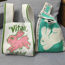 Load image into Gallery viewer, Woolen Bag Fashionable Simple Large Capacity Tote Bag Shoulder Bag Cute Rabbit Knit Bag Women Daily Knitted Bag
