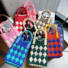 Load image into Gallery viewer, Small Design Checkered Diamond Knitted Mini Cute Phone Bag Crossbody Bag Handbag Women Reusable Shopping Bags
