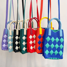 Load image into Gallery viewer, Small Design Checkered Diamond Knitted Mini Cute Phone Bag Crossbody Bag Handbag Women Reusable Shopping Bags
