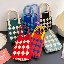 Load image into Gallery viewer, Small Design Checkered Diamond Knitted Mini Cute Phone Bag Crossbody Bag Handbag Women Reusable Shopping Bags

