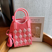 Load image into Gallery viewer, Small Design Checkered Diamond Knitted Mini Cute Phone Bag Crossbody Bag Handbag Women Reusable Shopping Bags
