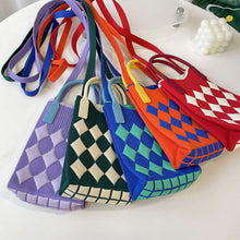Load image into Gallery viewer, Small Design Checkered Diamond Knitted Mini Cute Phone Bag Crossbody Bag Handbag Women Reusable Shopping Bags
