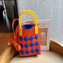 Load image into Gallery viewer, Small Design Checkered Diamond Knitted Mini Cute Phone Bag Crossbody Bag Handbag Women Reusable Shopping Bags
