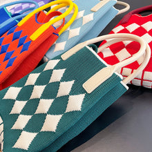 Load image into Gallery viewer, Small Design Checkered Diamond Knitted Mini Cute Phone Bag Crossbody Bag Handbag Women Reusable Shopping Bags
