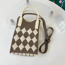 Load image into Gallery viewer, Small Design Checkered Diamond Knitted Mini Cute Phone Bag Crossbody Bag Handbag Women Reusable Shopping Bags
