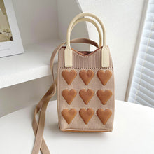 Load image into Gallery viewer, Reusable Small Design Checkered Heart Mini Cute Knitted Bag Crossbody Bag Handbag Women Shopping Bags Wrist Bag
