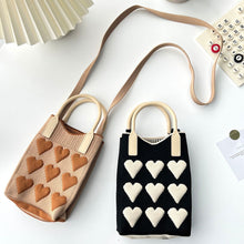 Load image into Gallery viewer, Reusable Small Design Checkered Heart Mini Cute Knitted Bag Crossbody Bag Handbag Women Shopping Bags Wrist Bag
