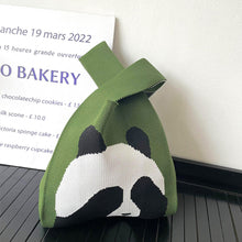 Load image into Gallery viewer, Cute Panda Knitted Shoulder Bag Handbag Student Commuter Leisure Versatile Tote Bag Women Wrist Bag Reusable Shopping Bags
