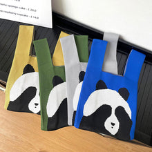 Load image into Gallery viewer, Cute Panda Knitted Shoulder Bag Handbag Student Commuter Leisure Versatile Tote Bag Women Wrist Bag Reusable Shopping Bags
