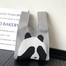 Load image into Gallery viewer, Cute Panda Knitted Shoulder Bag Handbag Student Commuter Leisure Versatile Tote Bag Women Wrist Bag Reusable Shopping Bags
