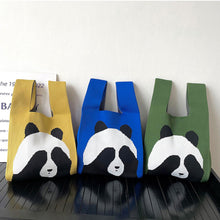Load image into Gallery viewer, Cute Panda Knitted Shoulder Bag Handbag Student Commuter Leisure Versatile Tote Bag Women Wrist Bag Reusable Shopping Bags
