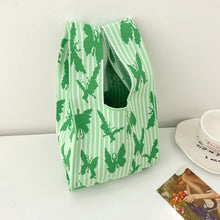 Load image into Gallery viewer, Fashion Handmade Knit Handbag Mini Butterfly Stripe Wrist-bag Female Casual Tote Bag Women Student Reusable Shopping Bag
