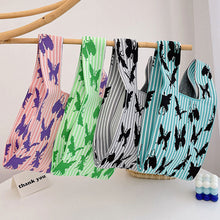 Load image into Gallery viewer, Fashion Handmade Knit Handbag Mini Butterfly Stripe Wrist-bag Female Casual Tote Bag Women Student Reusable Shopping Bag
