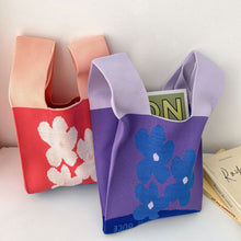 Load image into Gallery viewer, Handmade Fashion Knit Handbag Casual Flower Wrist-bag Large Capacity Female Tote Bag Women Student Reusable Shopping Bags
