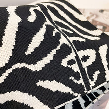 Load image into Gallery viewer, Handmade Zebra-stripe Knit Handbag Casual Wave Lavender Wrist-bag Female Tote Bag Women Reusable Shopping Bags
