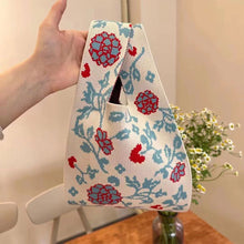 Load image into Gallery viewer, Handmade Knit Handbag Casual Knitted Bag Girls' Floral Color Matching Knitting Wrist-bag Female Tote Bag Women Reusable Shopping Bags
