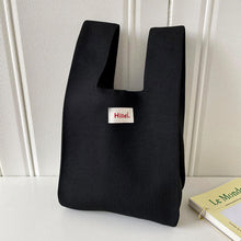 Load image into Gallery viewer, Handmade Knit Handbag Casual Knitted Bag Solid Color Knitting Wrist-bag Female Tote Bag Women Reusable Shopping Bags
