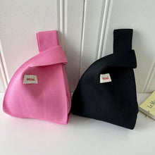 Load image into Gallery viewer, Handmade Knit Handbag Casual Knitted Bag Solid Color Knitting Wrist-bag Female Tote Bag Women Reusable Shopping Bags
