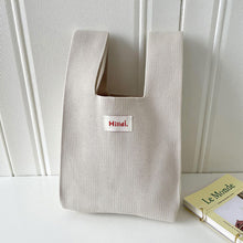 Load image into Gallery viewer, Handmade Knit Handbag Casual Knitted Bag Solid Color Knitting Wrist-bag Female Tote Bag Women Reusable Shopping Bags
