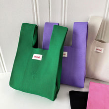 Load image into Gallery viewer, Handmade Knit Handbag Casual Knitted Bag Solid Color Knitting Wrist-bag Female Tote Bag Women Reusable Shopping Bags

