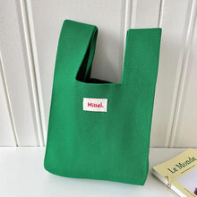 Load image into Gallery viewer, Handmade Knit Handbag Casual Knitted Bag Solid Color Knitting Wrist-bag Female Tote Bag Women Reusable Shopping Bags
