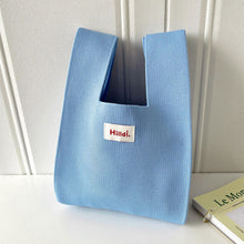 Load image into Gallery viewer, Handmade Knit Handbag Casual Knitted Bag Solid Color Knitting Wrist-bag Female Tote Bag Women Reusable Shopping Bags
