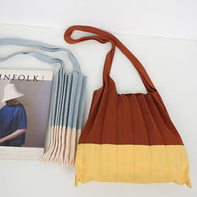 Load image into Gallery viewer, Handmade Casual Knitted Bag Solid Color Knitting Wrist-bag Reusable Pleated Bag Large Capacity Folding Shopping Bag Tote Bag
