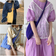 Load image into Gallery viewer, Handmade Casual Knitted Bag Solid Color Knitting Wrist-bag Reusable Pleated Bag Large Capacity Folding Shopping Bag Tote Bag
