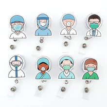 Load image into Gallery viewer, Cartoon Badge Reel Retractable ID Lanyard Name Tag Card Badge Holder Clip Doctor Nurse Office Supplies Credential Holder
