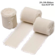 Load image into Gallery viewer, 5m/Roll Handmade Frayed Edged Satin Chiffon Silk Ribbon For Wedding Invitation Wrapping Flower Bouquets Gift Packaging Birthday Party Decor

