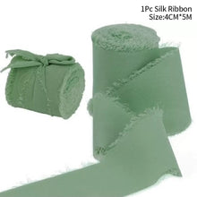 Load image into Gallery viewer, 5m/Roll Handmade Frayed Edged Satin Chiffon Silk Ribbon For Wedding Invitation Wrapping Flower Bouquets Gift Packaging Birthday Party Decor
