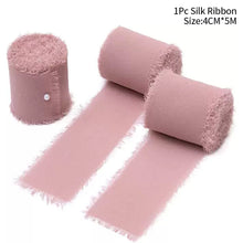 Load image into Gallery viewer, 5m/Roll Handmade Frayed Edged Satin Chiffon Silk Ribbon For Wedding Invitation Wrapping Flower Bouquets Gift Packaging Birthday Party Decor
