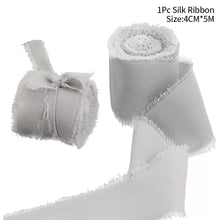 Load image into Gallery viewer, 5m/Roll Handmade Frayed Edged Satin Chiffon Silk Ribbon For Wedding Invitation Wrapping Flower Bouquets Gift Packaging Birthday Party Decor
