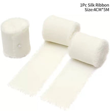 Load image into Gallery viewer, 5m/Roll Handmade Frayed Edged Satin Chiffon Silk Ribbon For Wedding Invitation Wrapping Flower Bouquets Gift Packaging Birthday Party Decor
