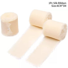 Load image into Gallery viewer, 5m/Roll Handmade Frayed Edged Satin Chiffon Silk Ribbon For Wedding Invitation Wrapping Flower Bouquets Gift Packaging Birthday Party Decor
