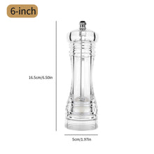 Load image into Gallery viewer, Transparent Manual Acrylic Pepper Grinder Pepper Mill and Salt Shaker with Adjustable Coarseness by Ceramic Rotor Kitchen Cooking Tools
