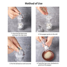 Load image into Gallery viewer, Transparent Manual Acrylic Pepper Grinder Pepper Mill and Salt Shaker with Adjustable Coarseness by Ceramic Rotor Kitchen Cooking Tools
