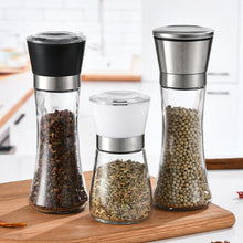 Load image into Gallery viewer, Manual Pepper and Salt Grinder Multifunctional Crusher Glass Seasoning Bottle Pepper Mill and Salt Shaker with Adjustable Coarseness

