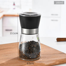 Load image into Gallery viewer, Manual Pepper and Salt Grinder Multifunctional Crusher Glass Seasoning Bottle Pepper Mill and Salt Shaker with Adjustable Coarseness
