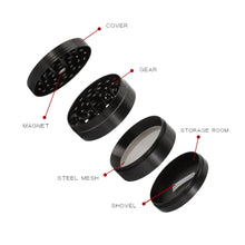 Load image into Gallery viewer, 4 Layers Zinc Alloy 40/50/63mm Herbal Crusher Tobacco Grinder Smoke Manual Kitchen Herb Metal Layer Grinders Spice Mill Accessories
