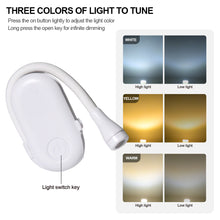 Load image into Gallery viewer, USB Charging Mini LED Eye Protection Book Night Light Adjustable Clip-On Study Desk Lamp Rechargeable for Travel Bedroom Reading

