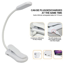 Load image into Gallery viewer, USB Charging Mini LED Eye Protection Book Night Light Adjustable Clip-On Study Desk Lamp Rechargeable for Travel Bedroom Reading
