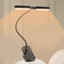 Load image into Gallery viewer, Dual Head Mini LED Book Lamp 3 Light Color 8 Brightness Night Light Clip-On Reading Study Desk Lamp Rechargeable Travel Bedroom Reading Light
