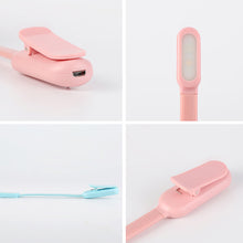 Load image into Gallery viewer, USB Mini LED Book Night 3 Light Color Adjustable Brightness Clip-On Study Reading Lamp Rechargeable for Travel Bedroom Reading
