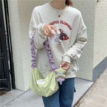 Load image into Gallery viewer, Corduroy Retro Underarm Bag Pleated Contrasting Color Shoulder Strap Shoulder Bag Cute Pendant Large Capacity Crossbody Bag
